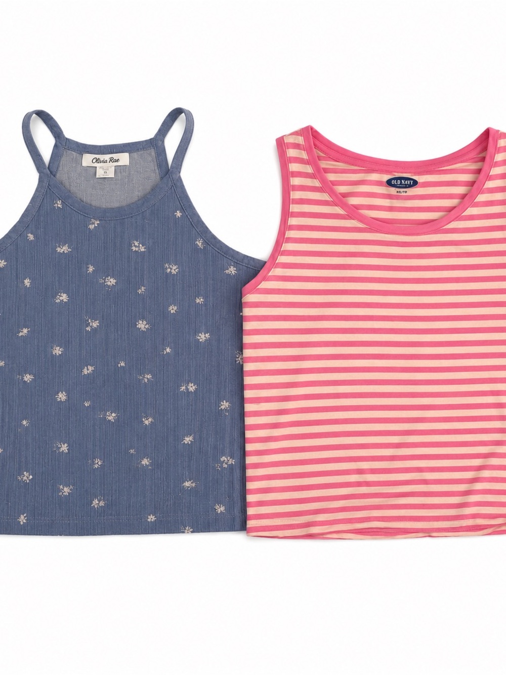 Old Navy & Other Brand Girls' Pink Striped and Blue Floral Tank Top Set